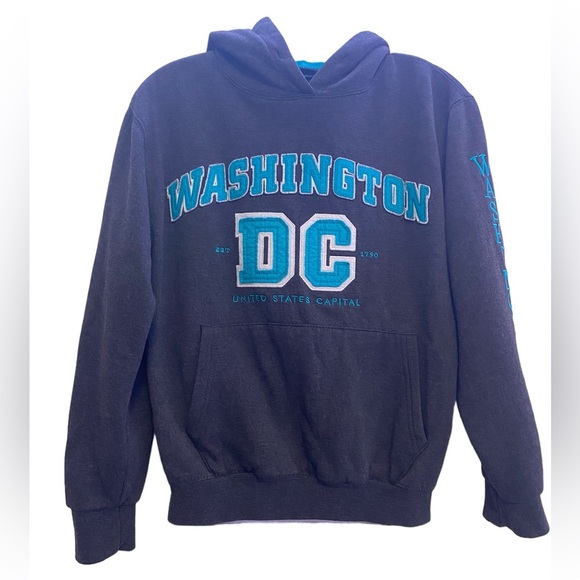 Washington DC Womens Small Pullover Hoodie Raised Felt Embroidered Gray … - Picture 1 of 6